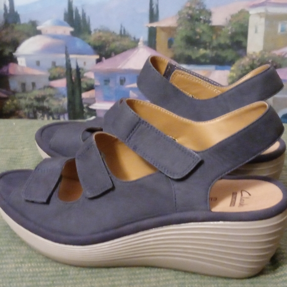 👟👟Clarks Reedly Juno Dark Gray Comfort Sandals Velcro Ortholite Size 7.5 Women - Picture 16 of 16